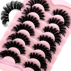 7Pairs DD Curl Fluffy False Eyelashes Look Thick Soft Wispy Long 8D Volume Faux Mink Lashes Thick Eyelash Extension Makeup