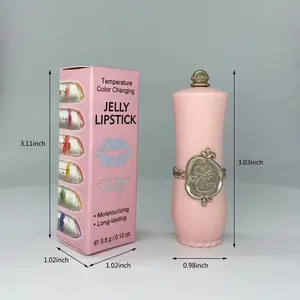 Flower Design Lipstick(1 Piece), NaturalTransparent Jelly Lip Gloss, Moisturizing LipGloss, Long Lasting Easy Coloring Lip sticksSuitable for All Occasions Lip Makeup, girls andWomen Makeup Cosmetic Accessories