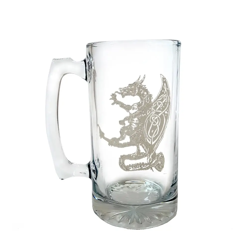 Lyoncraft LSJR01 Thick Glass Cup - 26 oz Jolly Roger Engraved Stein Kitchen Drinkware