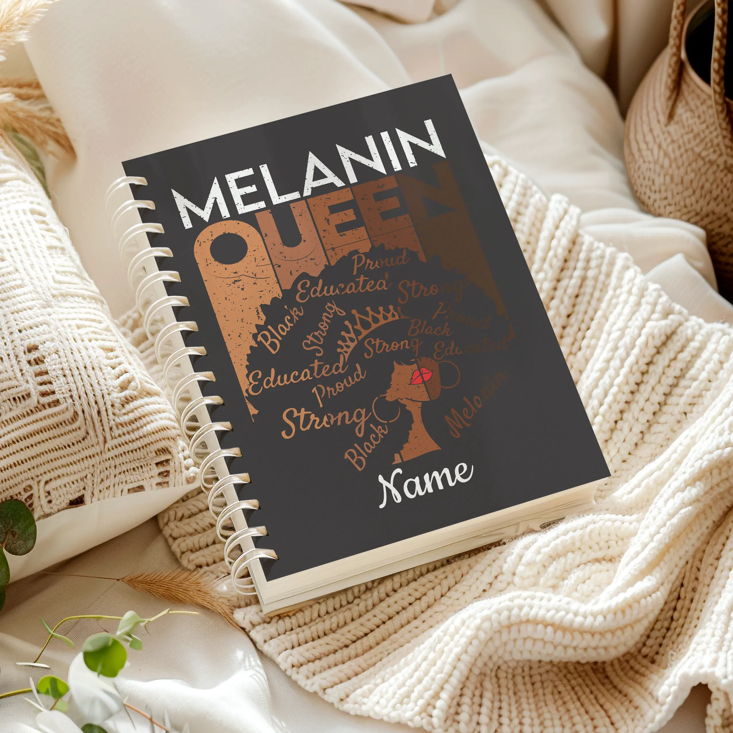 Black Girl Personalized Notebook, Black Owned Business Gift, Lined Black Queen Journal, Custom Name Hardcover Notebook, Black Girl Magic Bullet Journal