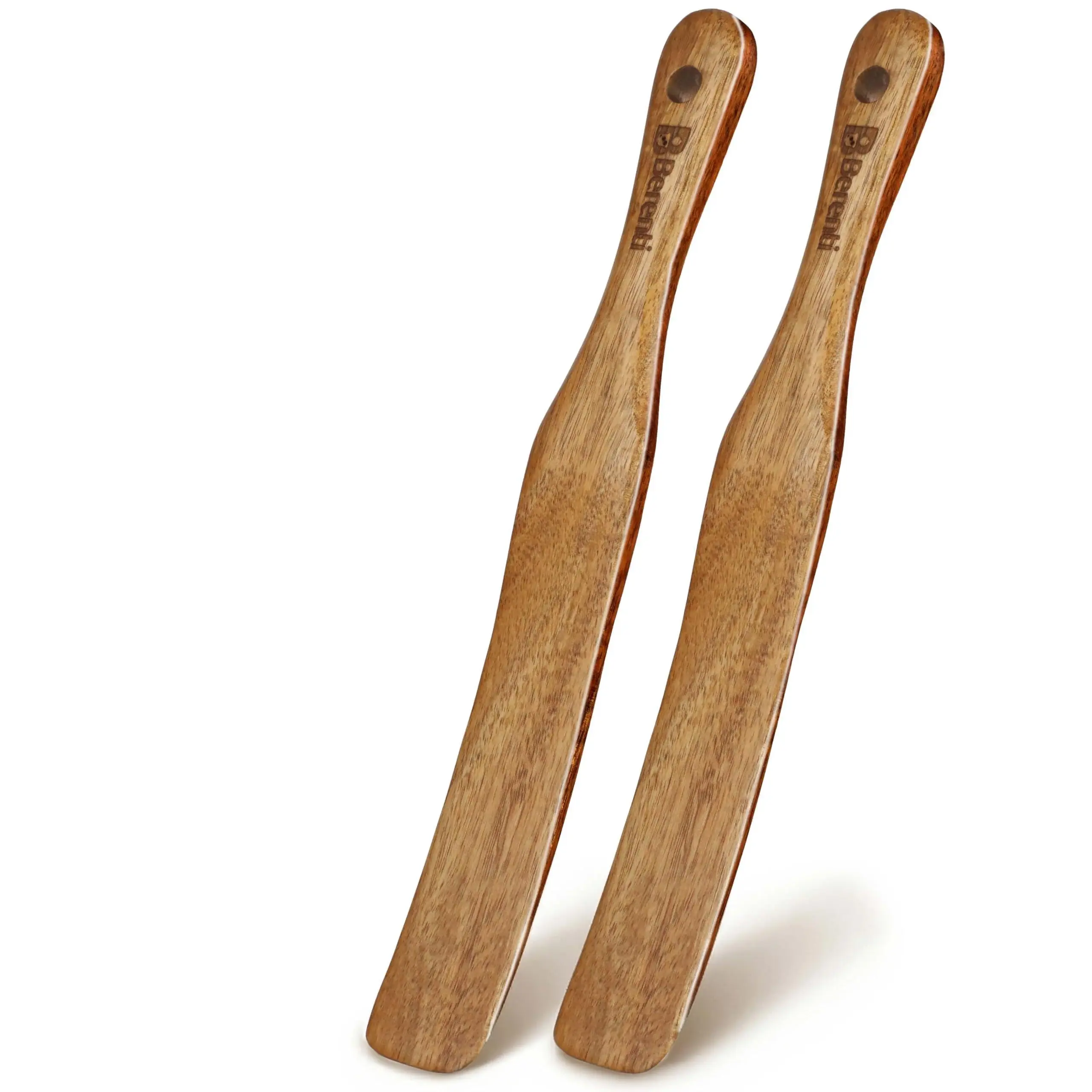 2 Pack Wooden Spurtle for Sourdough Starter, Mixing, Reaching Bottom of Jar, Dough Whisk, Long Handle Jar Spatula, Spurtles Kitchen Tools Teak Wood Kitchen Utensils kit for Baking, Cooking