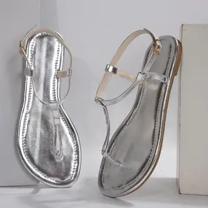 Stylish & Comfortable Women's Solid Color Sandals for Summer with Round-Toe Clip-On Design & Rubber Sole - Perfect for any Occasion.