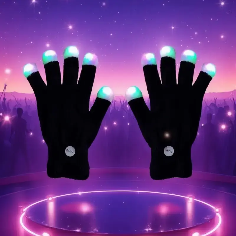 Unisex LED Flashing Finger Gloves - Sports & Outdoor Accessory, Festival Party Supplies, Glow Party Accessories for Kids & Adults (Ideal for Raves)