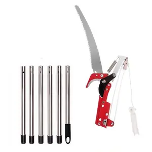 6-section assembly, extendable tree pruner, allowing you to trim high branches and harvest high fruits without climbing trees. The sharp steel blades are lightweight and practical, making it a must-have tool for gardening