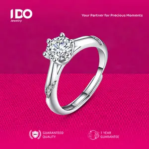 [Live Sale] R02 2ct Platinum Coating Moissanite Aster Ring I DO Jewelry Women Accessories Elegant Beautiful Luxury Adjustable Beautiful and Luxurious No Fade No Rust with 1 Year Guarantee Passed Diamond Selector