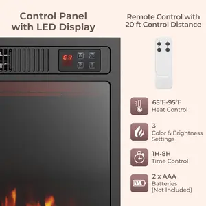 COSTWAY - 23 Inches 750W/1500W Electric Fireplace Heater with Alter Flame Color and Brightness