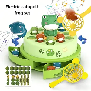 Jumping Frog Electric Turntable Toy, Includes 11 Small Frogs + 2 Fishing Nets, Multiplayer Interaction, Fun, Best Birthday Gift for Kids over 3 Years