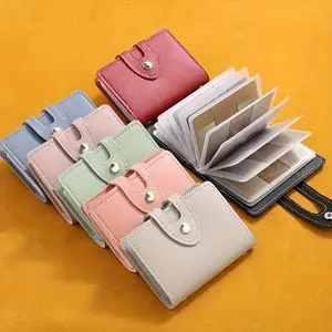 Minimalist Snap Button Ultra-Thin Synthetic Leather Card Holder Wallet, 26 Card Slots Credit Card Organizer, 1Pc