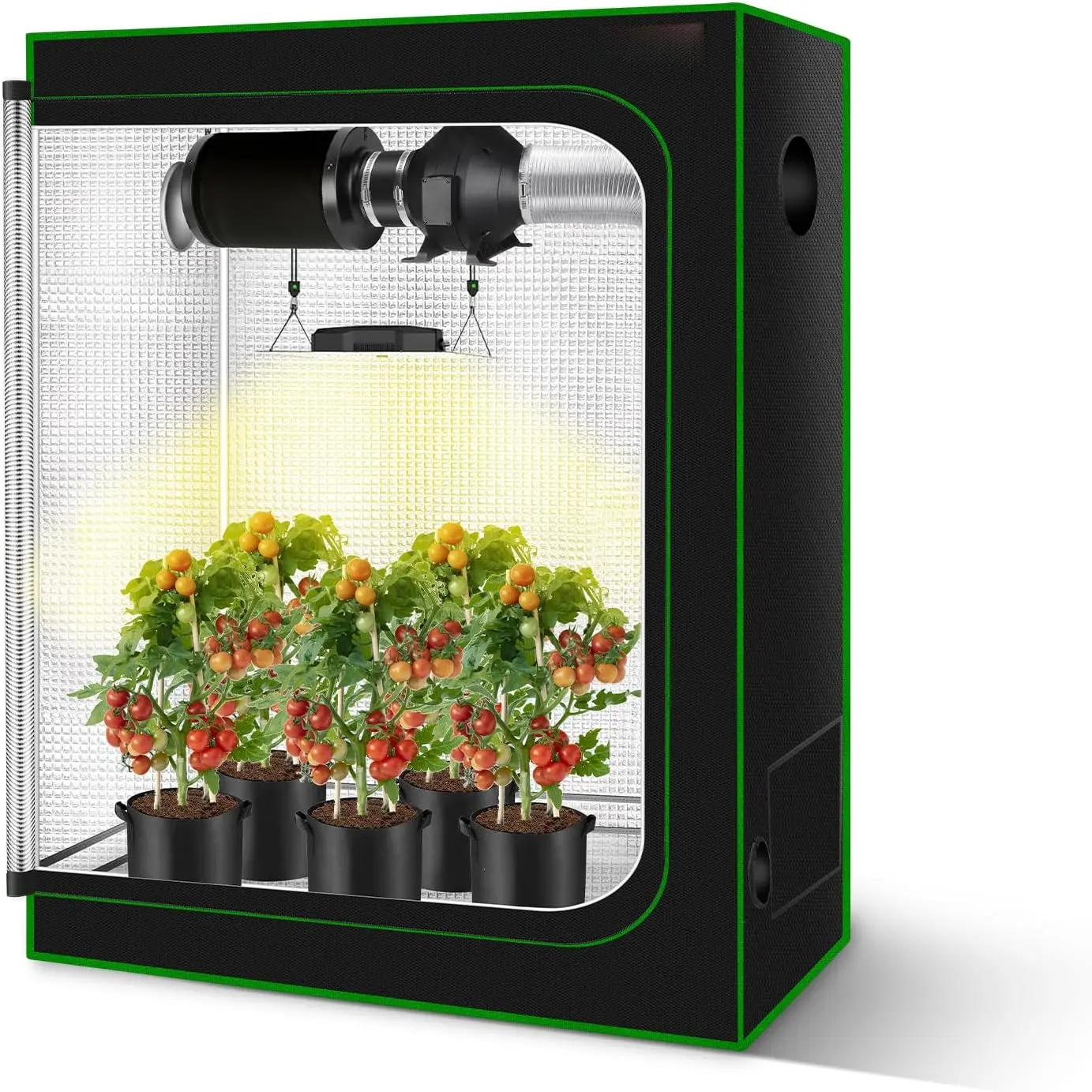 48"x24"x60" Grow Tent, Reflective 600D Mylar,Hydroponic Grow Tent with Observation Window and Floor Tray for Indoor  Growing 4'x2'