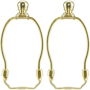 5-Inch Height Lamp Shade Harp Holder Fitter with Ball Finial Knob and Saddle Base for Table and Floor Lamps 2.98-Inch Width 2 Sets Gold