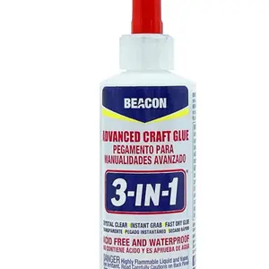 Beacon 3-In-1 Advanced Craft Glue Crystal Clear Instant Grab Fast Dry Acid Free Waterproof 4 fl oz Final Sale No Returns