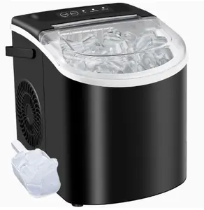 Countertop Ice Maker With Handle | Produces 26 Pounds Of Ice Within 24 Hours, Portable with Basket and Ice Scoop, Suitable for Malls/Warehouses/Offices
