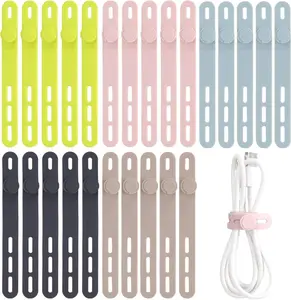 25 Pcs Silicone Cable Ties, Cable Ties Reusable, Elasticity Cord Wraps for Electrical Cords, Cord Organizer for Earphone, Phone Charger(Colorful)