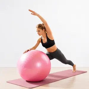 Blue Thickened PVC Yoga Ball Pilates Training Ball Home Stable Balance Fitness Ball Indoor Exercise Training Aid