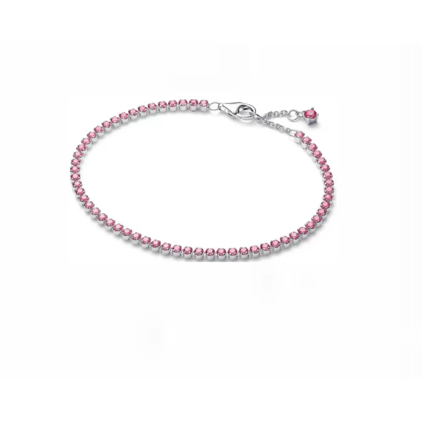 Sparkling Diamond Tennis Bracelet - Simple Stackable Artificial Gemstone Bangle, Everlasting Style, Model aB20028-SL