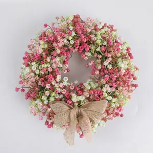 Easter Spring Wreath Colorful Eucalyptus Fake Flower Window Decoration Door Hanging Artificial Plant Ornament Artificial Flower Arrangements Floral Eucalyptus Wreath