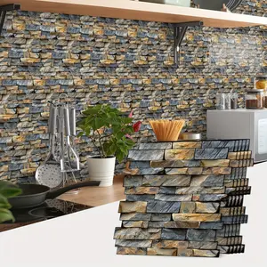 3D Self-Adhesive Kitchen Backsplash Tiles, Straight Design, Plastic Wall Sticker, Splash Proof, Easy Installation, Living Room Decor, Self Adhesive Waterproof