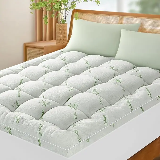 Bamboo Viscose Cooling Mattress Topper,1000 GSM Extra Thick Mattress Pad, Fuffy Pillow Top Mattress Topper, 2" Down Alternative Filling Mattress Cover with 8"-21" Deep Pocket(78"x80"),back to school,back to school shopping,home decor