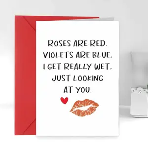 Valentines Day Funny Greeting Card 1PC - Naughty Love Anniversary Card with Envelope - Humorous Birthday Cards for Him Her - Romantic Paper Material Gift for Boyfriend Girlfriend Husband Wife