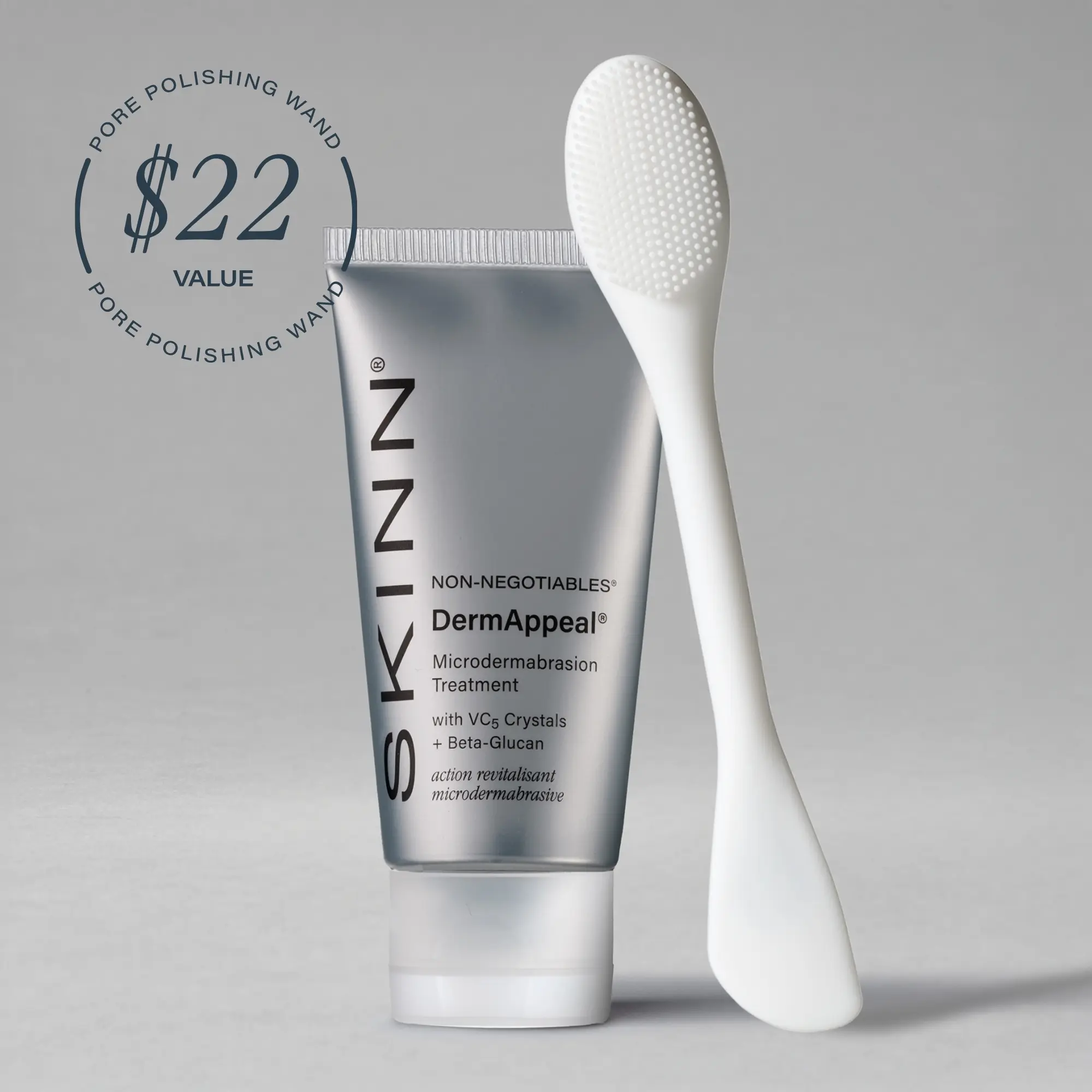 SKINN Cosmetics DermAppeal Microdermabrasion BeautyTreatment w/ V5 Crystal Technology Facial Exfoliate Tube - Powerful Microdermabrasion Skincare Treatment for All Skin Types Brightening Exfoliating Moisturizing Chemical Exfoliant