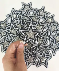 Black Rhinestone Star Embroidery Patch