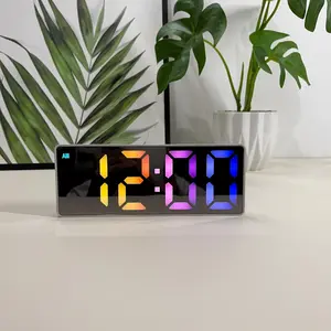 Simple and creative LED alarm clock, 12/24h, displaying time and temperature, dimmable, multi-function clock that can be awakened by tapping, usb cable power supply/battery (excluding battery), suitable for bedroom, Digital Clock Decor