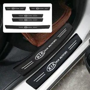 1/4/5Pcs Car Door Sill Protector Sticker Car Door Trim Sticker Carbon Fiber Leather Threshold Strips Anti Scratch Protection Film For KIA Sportage Ceed Rio Sorento ProCeed Cerato Optima Picanto Soul K3 K5 Accessories