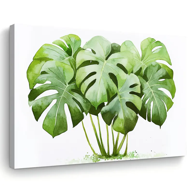 Room Decoration Watercolor Monstera Plant Canvas Print, Fabric Acrylic Painting, Modern Wall Art Decoration, Other Materials, Suitable for Home Office, Living Room, Bedroom, Bachelorette Party