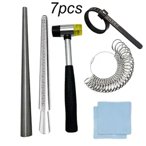Professional 7-Piece Ring Sizing & Repair Kit Measure Resize Rings Easily Jewelry Making Tool Set for Enthusiasts and Professionals Includes Essential Tools for Crafting and Repair