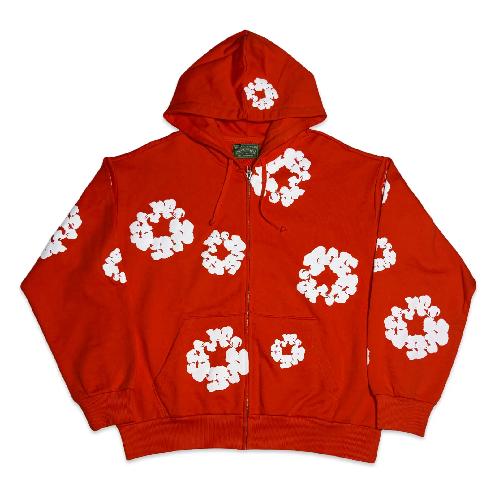 Denim Tears Cotton Wreath Zip Up Hoodie Dark Orange Size Small 100% Authentic