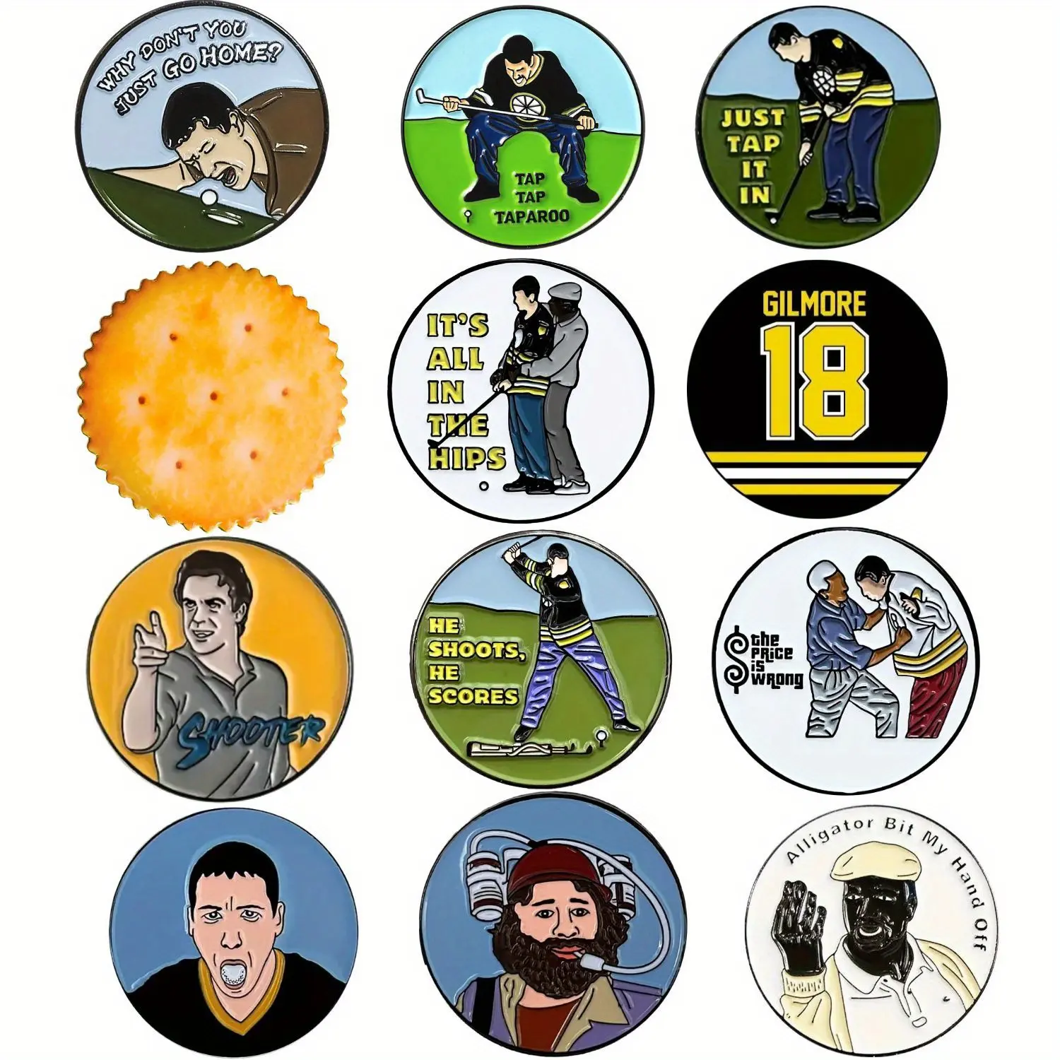 12 counts Funny Happy Gilmore Golf Ball Marker Sets, 10 Different Patterns Styles, Golf Accessories Golf Supply Golf Gift Accessory Golf Gifts for Men Golfers Dad Boyfriend Husband Birthday Retirement Fathers Day