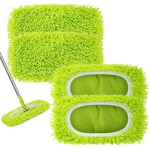 4PCS Reusable Dry Sweeping Cloths Microfiber Wet Mop Pads Compatible with Swiffer Sweeper Hardwood Surface Floor Cleaning