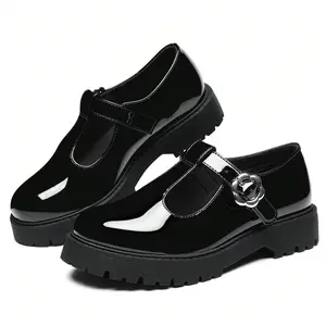 Girls School Uniform Comfortable T-Strap Chunky Platform Loafers Synthetic Suede Square Toe Knee High Heels White for Little Big Kids Stylish Classy Footwear - Women Men's Wide Slip-On Loafers with Arch Support Women's Western Cowboy Boots with Embroidery