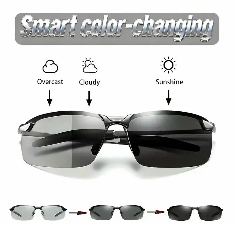 [dealsforyoudays] Paleshy photochromic polarized sunglasses with UV400 protection. Unisex retro oversized square design for 2026 summer. Suitable for driving, fishing, sports day & night use, stylish and protective.