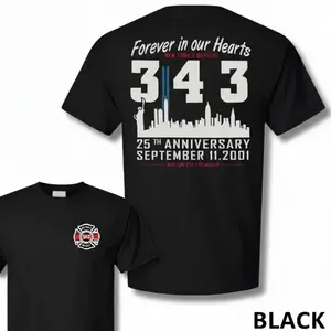 9/11 Memorial Tribute T-Shirt - Sweatshirt - Hoodie, Unisex Premium Cotton Tee, Regular Fit Streetwear, Graphic Shirt, Soft Breathable Fabric, Casual Daily Wear, 343 Firefighter Memorial Print,  Gift for Firefighters Families, Trending 2026