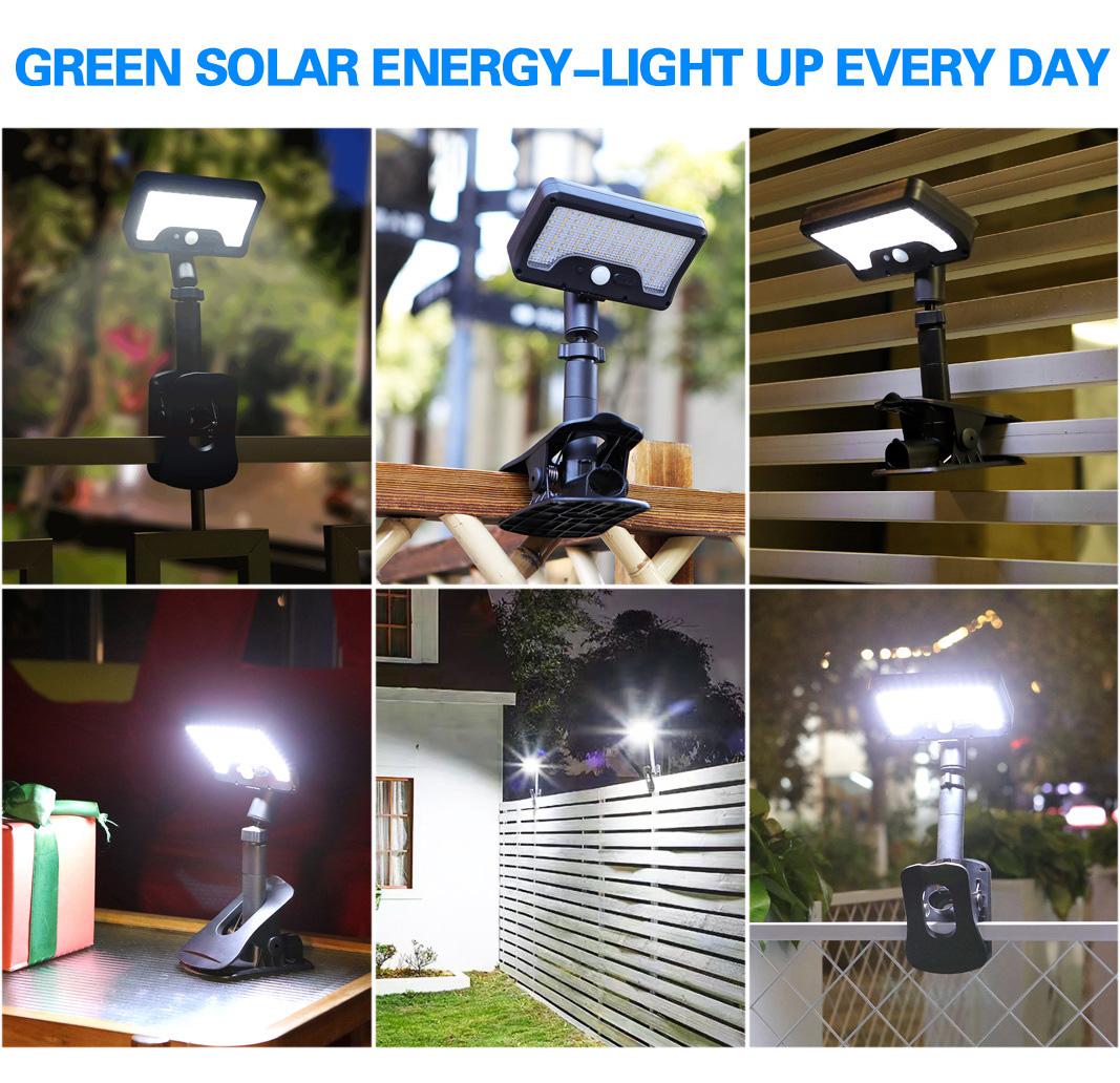EISSLOLY Clip-on solar outdoor light,available in warm,white,and natural light colors,includes remote control and motion sensor,92 LED beads, portable solar fence light,outdoor solar street light,suitable for outdoor use,courtyard,garden,fence and camping