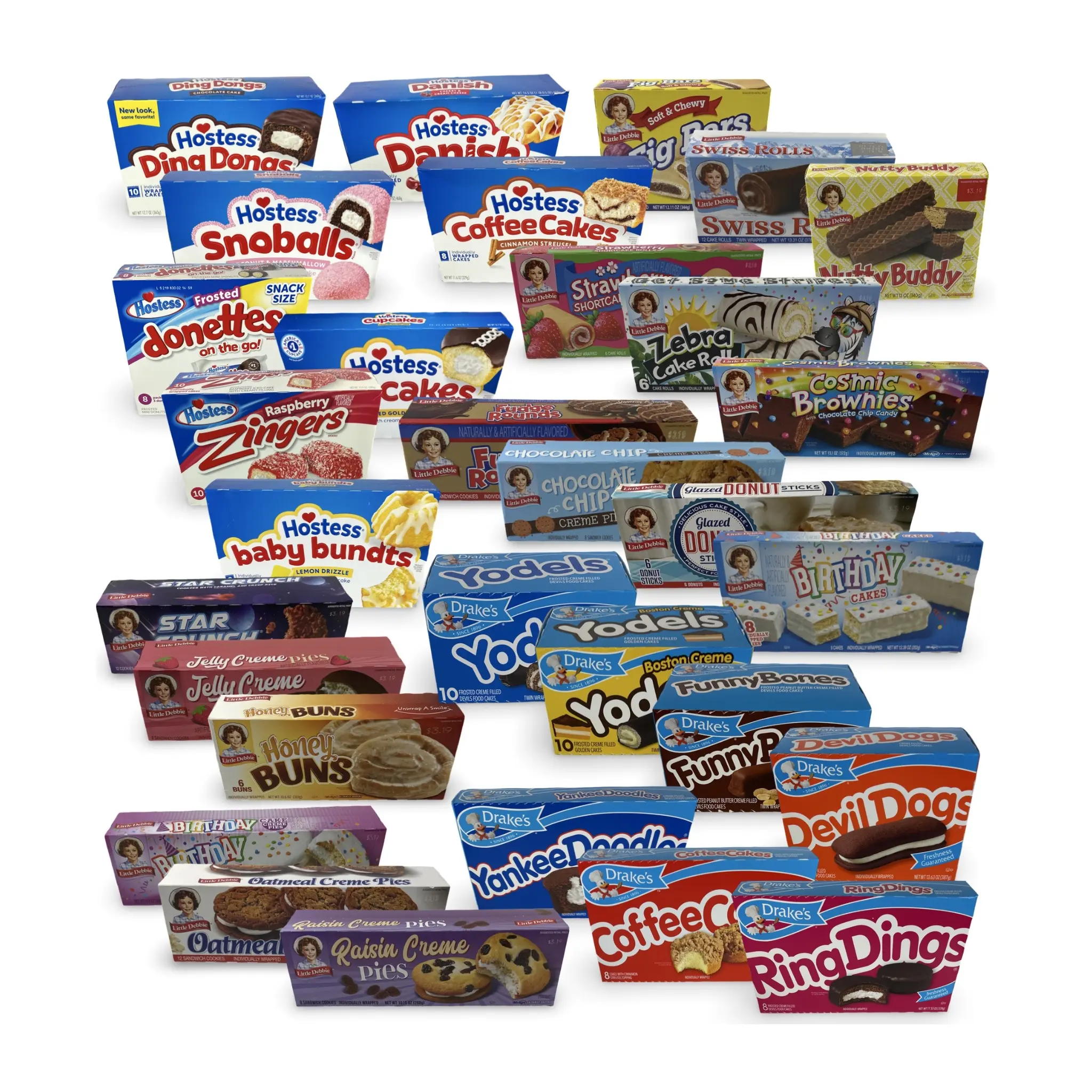 Snack Cake Mystery Box Assortment | 10 Full Boxes Featuring Hostess, Little Debbie, Drake’s & More | Surprise Gift Variety of Classic Snack Favorites