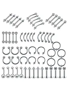 Stainless Steel Mixed Style Body Piercing Jewelry, Fashion Piercing Jewelry for Party, Daily Clothing Decor, Trendy All-match & Exquisite Jewelry for Birthday Gift, Belly Button Jewelry, Septum Ring, Nose Piercing Kit