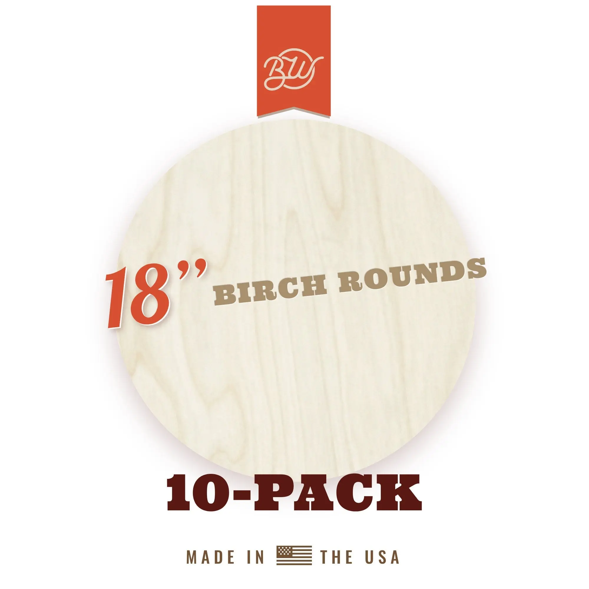 10-Pack · 18" Birch Wood Rounds · 1/4" Thick — Craft Ready