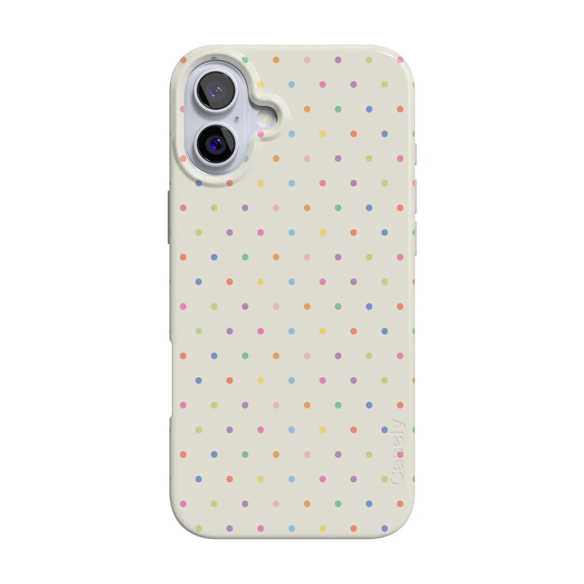 Casely iPhone 16 Case | On the Dot | Rainbow Polka Dot | Compatible with MagSafe | Classic Ultra Thin Design