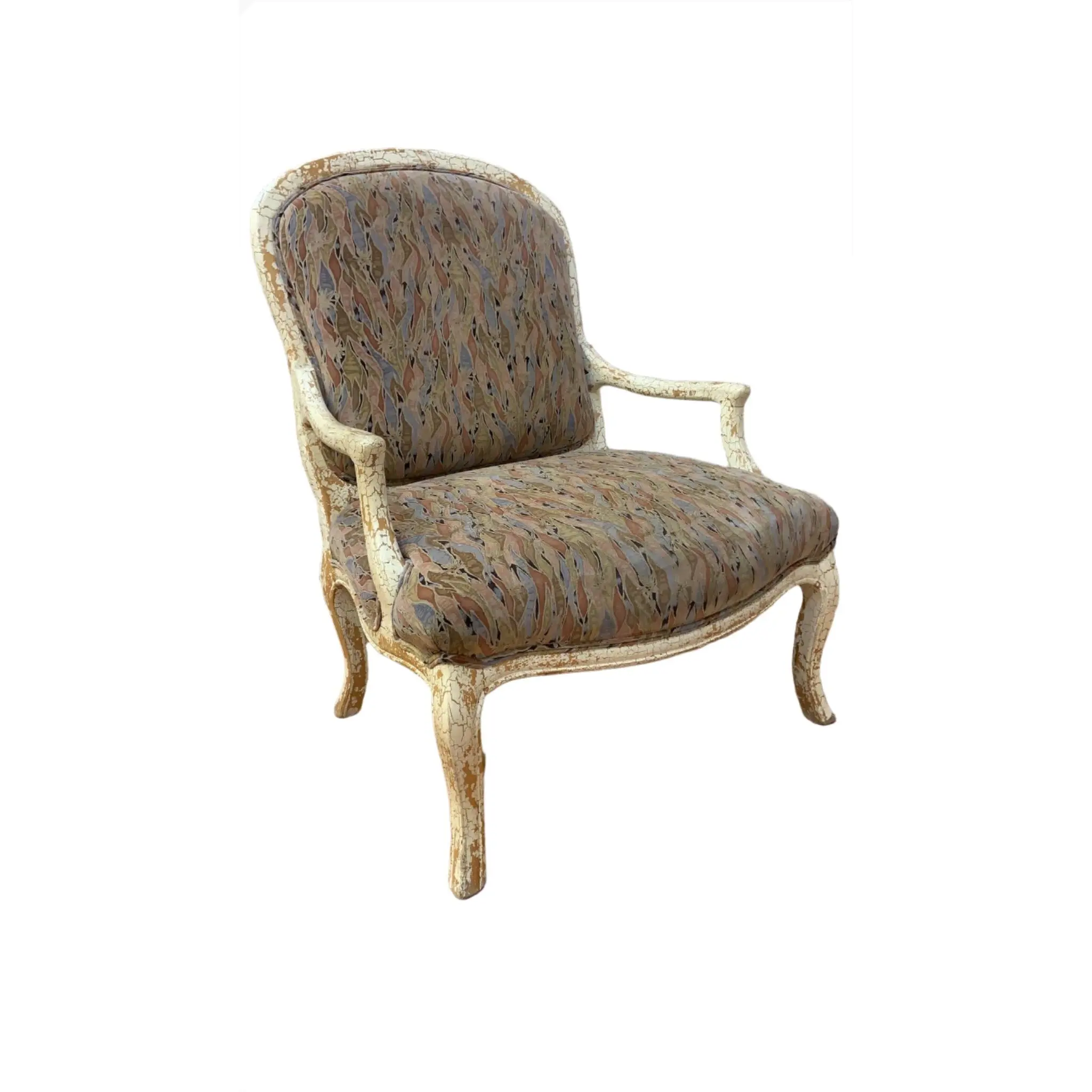 Vintage English Regency Style Chair with Antiqued Crackle Paint Finish