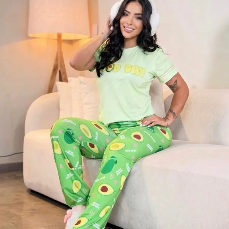 Pajama Set avocado pantalon camisa 2 piezas