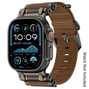 Nylon Sport Band for Apple Watch Ultra 3/2/1 – Military-Grade Durable & Sweatproof with Stainless Steel Connector – Fits Series 10-3/SE (42mm/44mm/45mm/46mm/49mm) -Black Brown Smartwatch Strap (Watch Not Included)