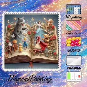 DIY 5D flocking diamond painting kit, AB drill, fairy dust drill, crystal drill. Fairy tales, animals, cartoons diamond embroidery. Special craft diamond art kit for wall decor. Perfect Handmade Gifts for family, loved ones, friends. Diamond Art Tools
