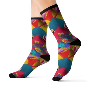 Tie-Dye Heart Designed Sublimation Socks, Fun Socks, Fashion Socks, Crew Socks, Socks With Colorful Patterns. Back to School Gift.