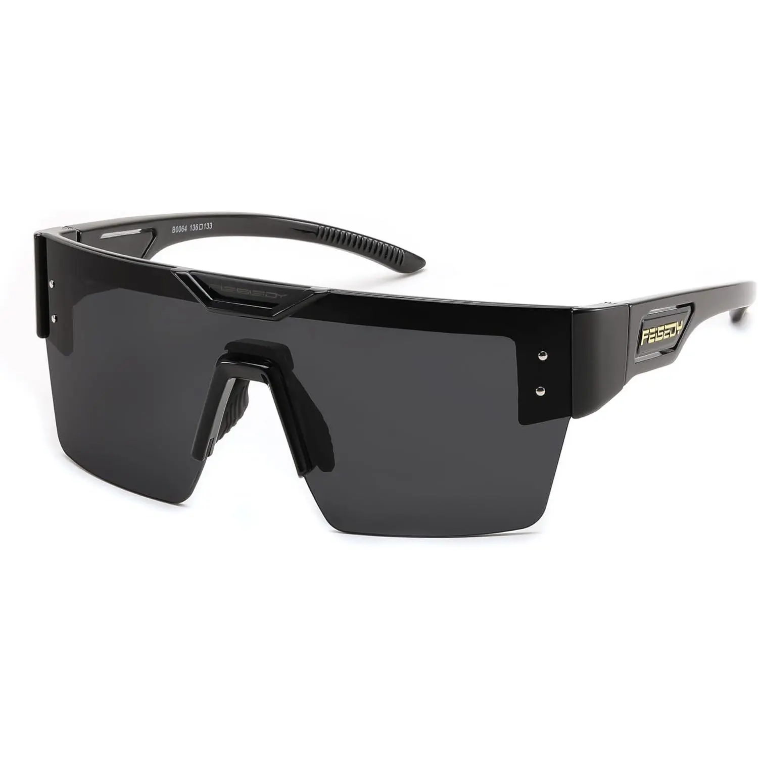 EyeconicFinds Nylon Polarized Sports Outdoor Sunglasses - Men's/Women's Big Oversized Square Anti-Glare Frames, UV400 Mirrored, Adjustable Biking Shades for Driving, Cycling B0064