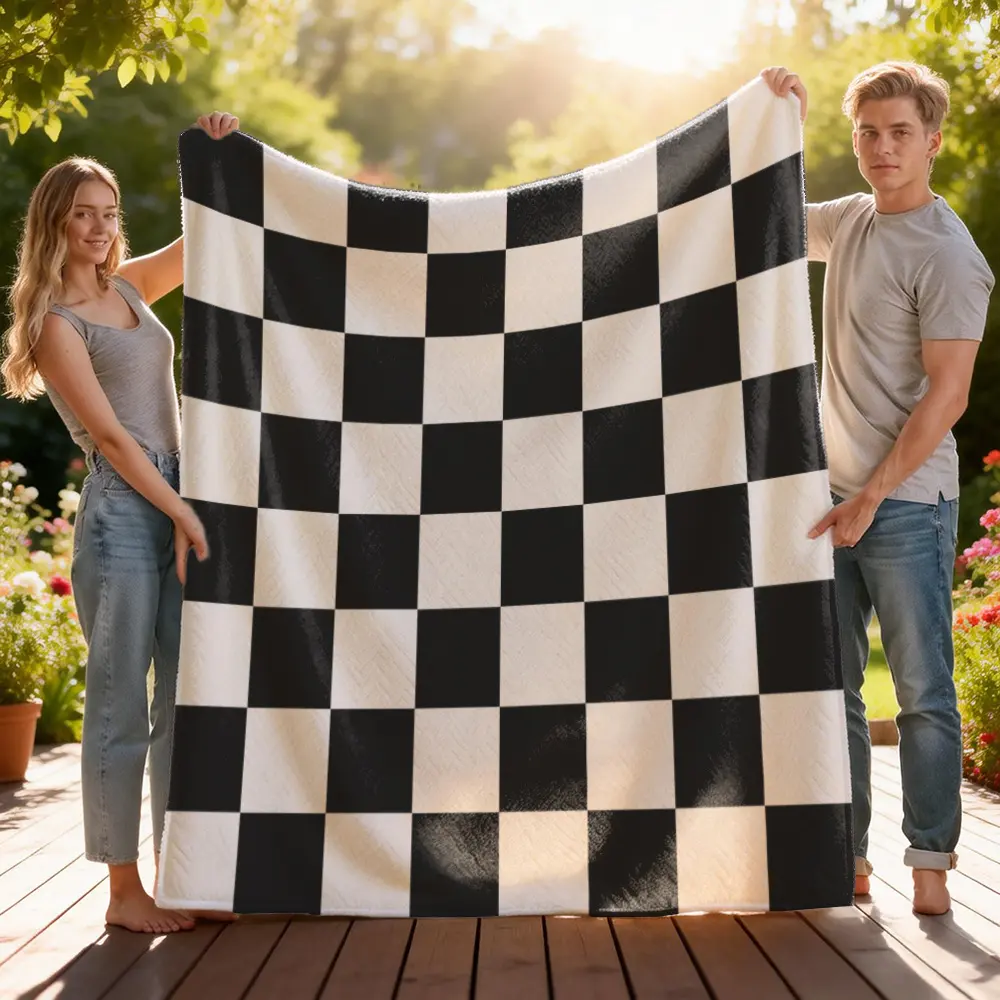 Black and White Checkered Flag Blanket - Checkerboard Pattern Throw for Racing Enthusiasts, Home Decor, Outdoor Events, Ideal Gift for Christmas, Birthday or Anniversary Celebrations, Black And White Checkered Blankets, Checkerboard Pattern Blankets