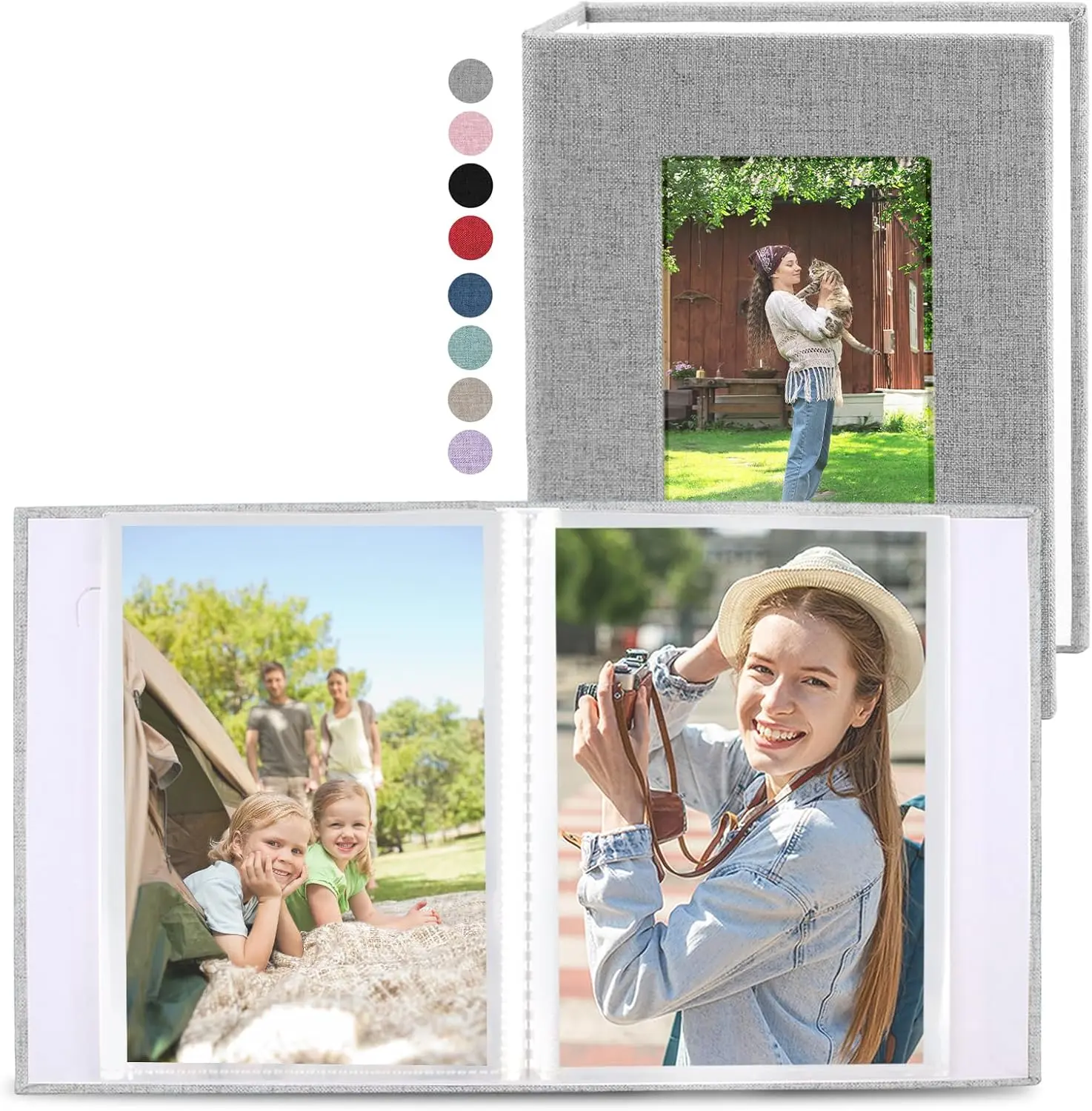 2 Pack Photo Album 5x7, Linen Cover Photo Book, Small Photo Album Book for 36 Pockets Hold 72 Pictures, Picture Book for Photos Family Anniversaries  Vacations (Gray)