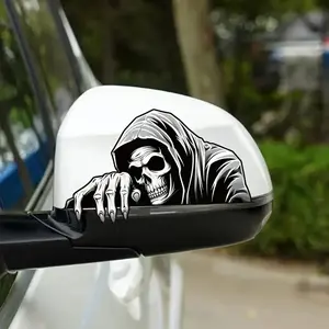 Skull Pattern Car Sticker, Universal Car Sticker, Car Decals, Waterproof Sunproof DIY Decoration, Suitable for Rearview Mirrors, Body Scratches Cover, Triangle Windows