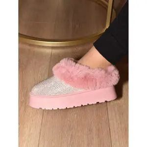 Embellished Faux Fur Platform Booties